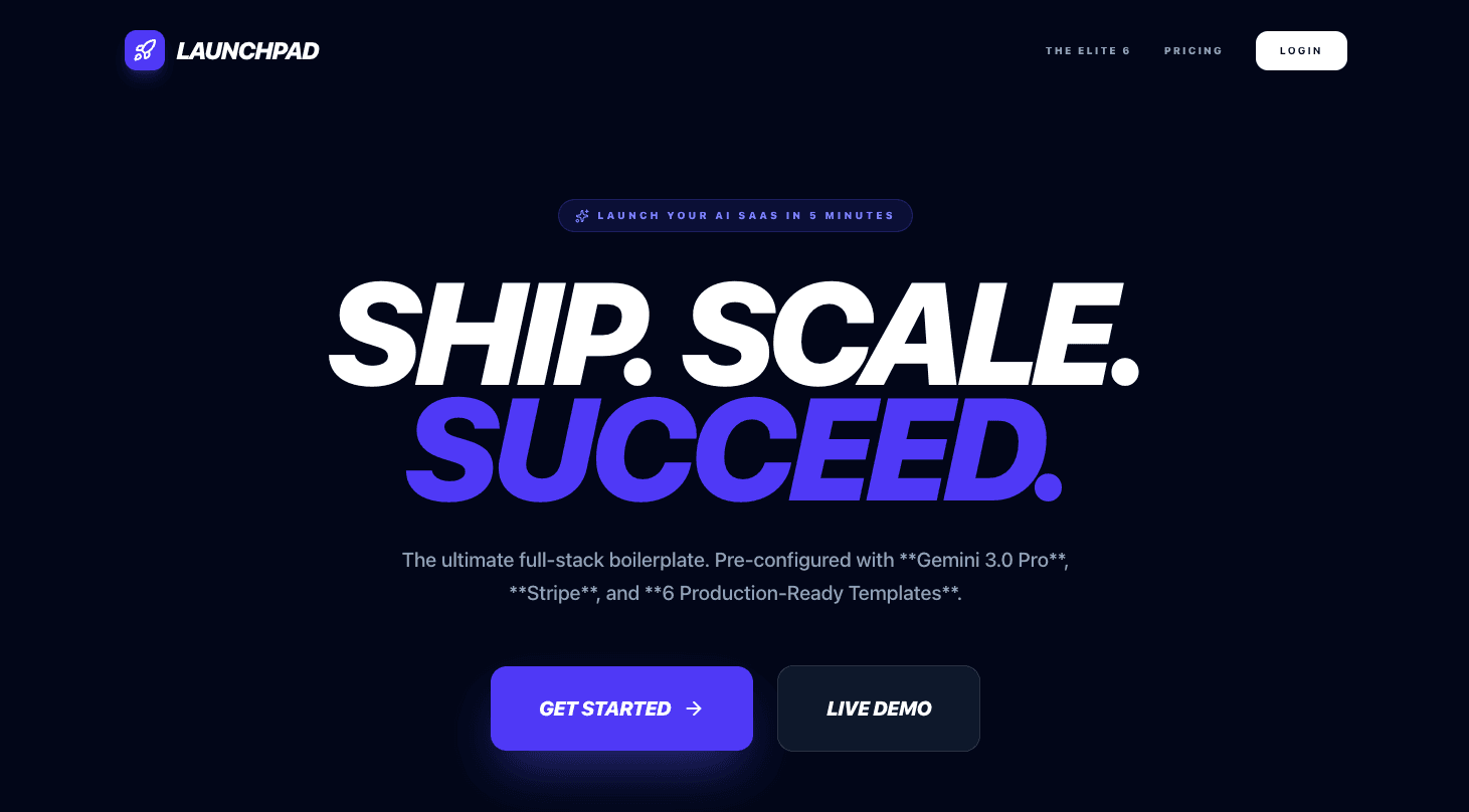 Screenshot of Launchpad Gemini Powered SaaS