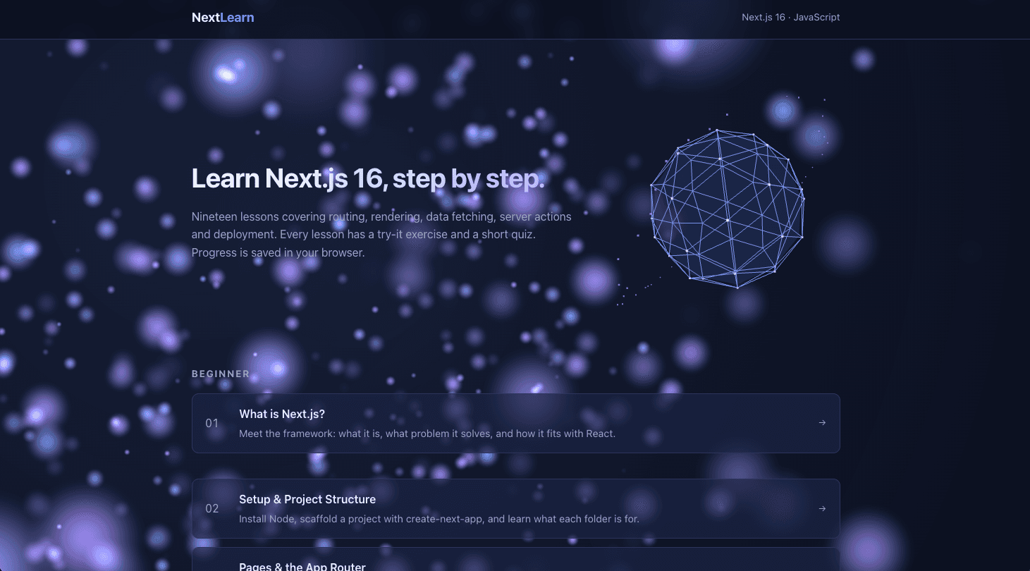 Screenshot of Learn Next Next.Js
