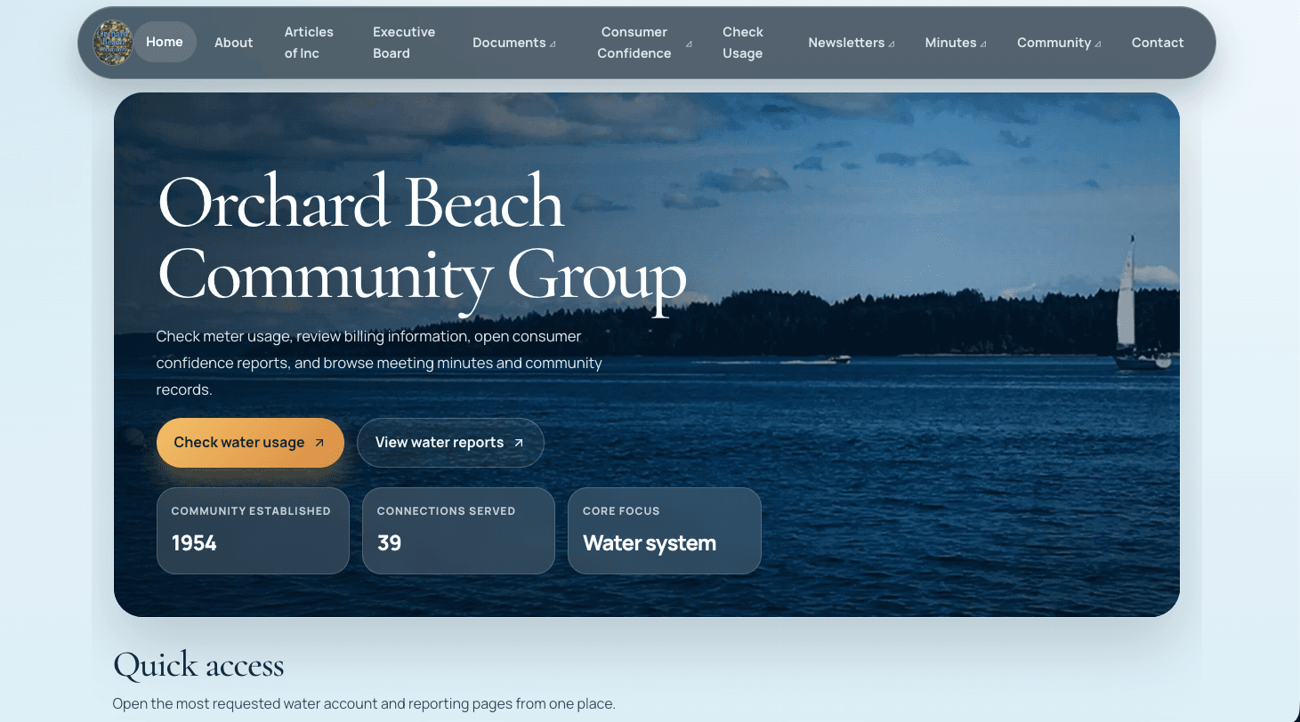 Screenshot of OBCG Portal