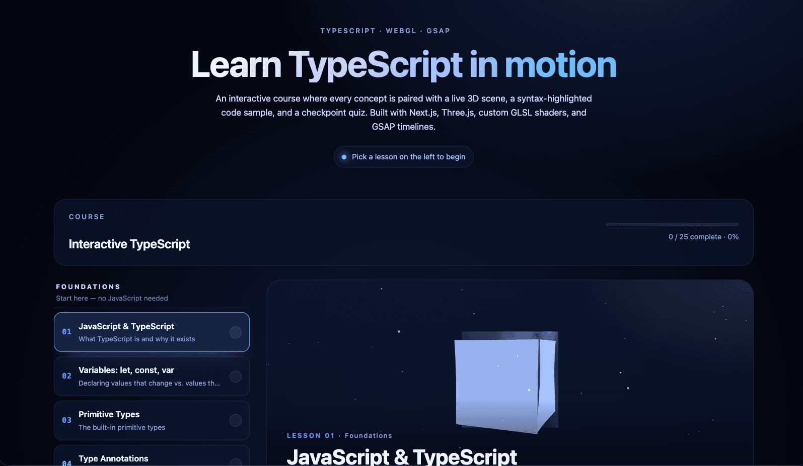 Screenshot of TSLearn Typescript